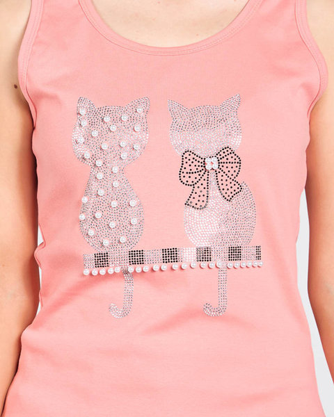 Ladies 'coral embellished kitten top - Clothing
