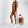 Light brown ladies' tracksuit with a leopard print - Clothing