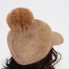Light brown women's cap with a pompom - Accessories