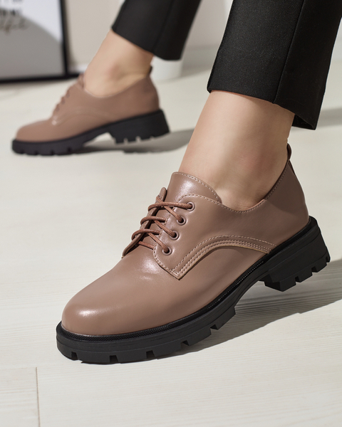 Light brown women's lace-up half shoes Etrap- Footwear