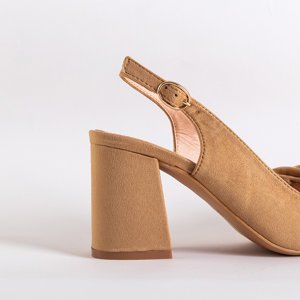Light brown women's sandals with a Sotera bow - Footwear