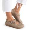 Light brown women's shoes fastened with Velcro Grazena - Footwear