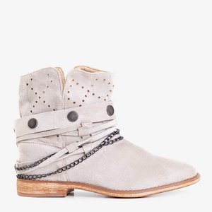 Light gray cowboy boots on an indoor wedge heel Salemi - Footwear