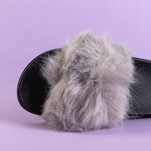 Light gray women's slippers with fur Danita - Footwear