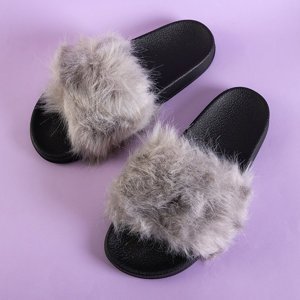 Light gray women's slippers with fur Danita - Footwear