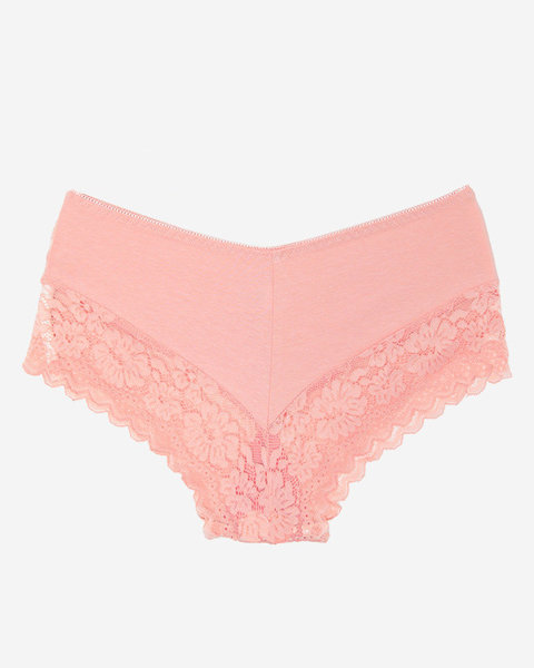 Light pink women's panties, knickers with lace and cubic zirconia - Underwear