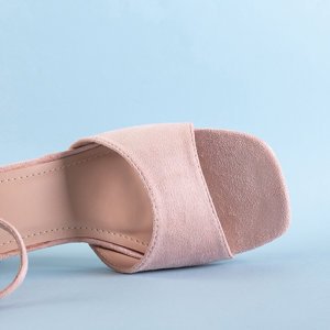 Light pink women's sandals on a low post Isis - Footwear