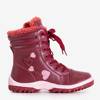 Maroon children's snow boots with Naqi hearts - Footwear