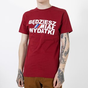 Maroon cotton t-shirt for men with print - Clothing