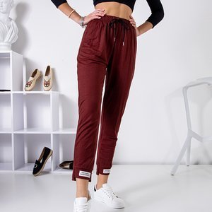 Maroon women's cotton sweatpants PLUS SIZE - Clothing