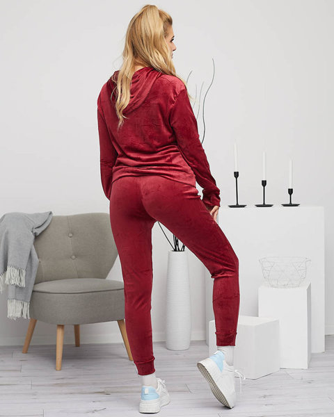Maroon women's tracksuit set with sequins - Clothing