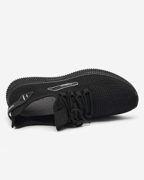 Men's black lace-up sneakers with gray inserts from Rijakis - Footwear