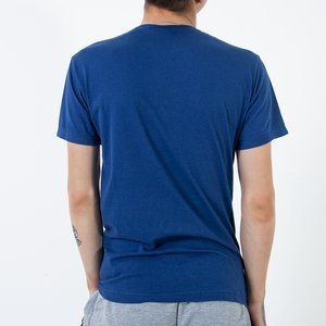 Men's blue cotton t-shirt with print - Clothing