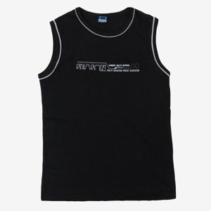 Men's cotton black sleeveless T-shirt - Clothing