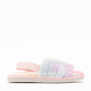 Multicolored women's fur slippers from Rewika - Footwear