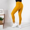 Mustard women's fabric pants with a tied belt - Clothing