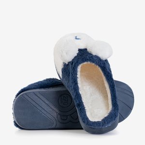 Navy blue and white women's slippers Plainet - Shoes