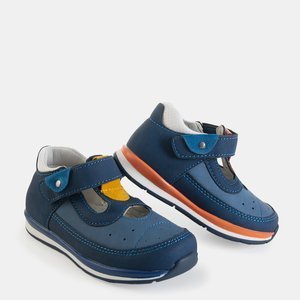 Navy blue boys 'shoes with yellow inserts Bartnie - Footwear