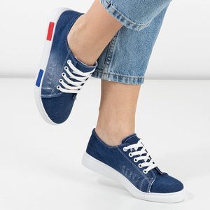 Navy blue denim women's sneakers Motia - Footwear