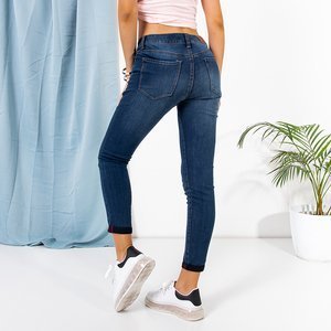 Navy blue women's 7/8 length jeans - Clothing