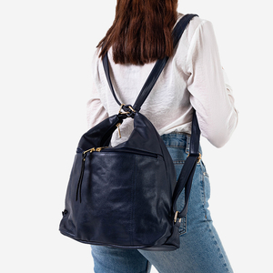Navy blue women's handbag - ecological leather backpack - Accessories