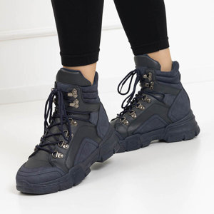 Navy blue women's lace-up ankle boots Tedera - Footwear