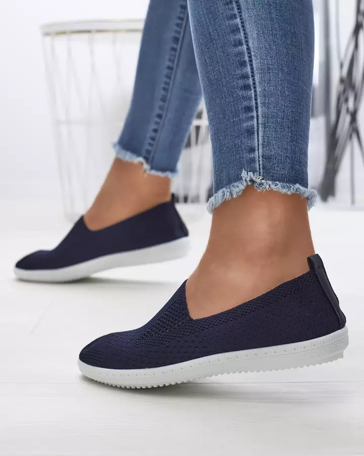 Navy blue women's openwork slip on sneakers Kamiosa- Footwear