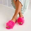 Neon pink slippers with fur Millie - Footwear
