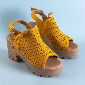 Norisa yellow women's openwork post sandals - Footwear