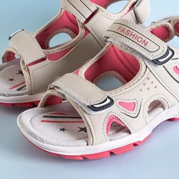 OUTLET Beige children's Ligs velcro sandals - Footwear