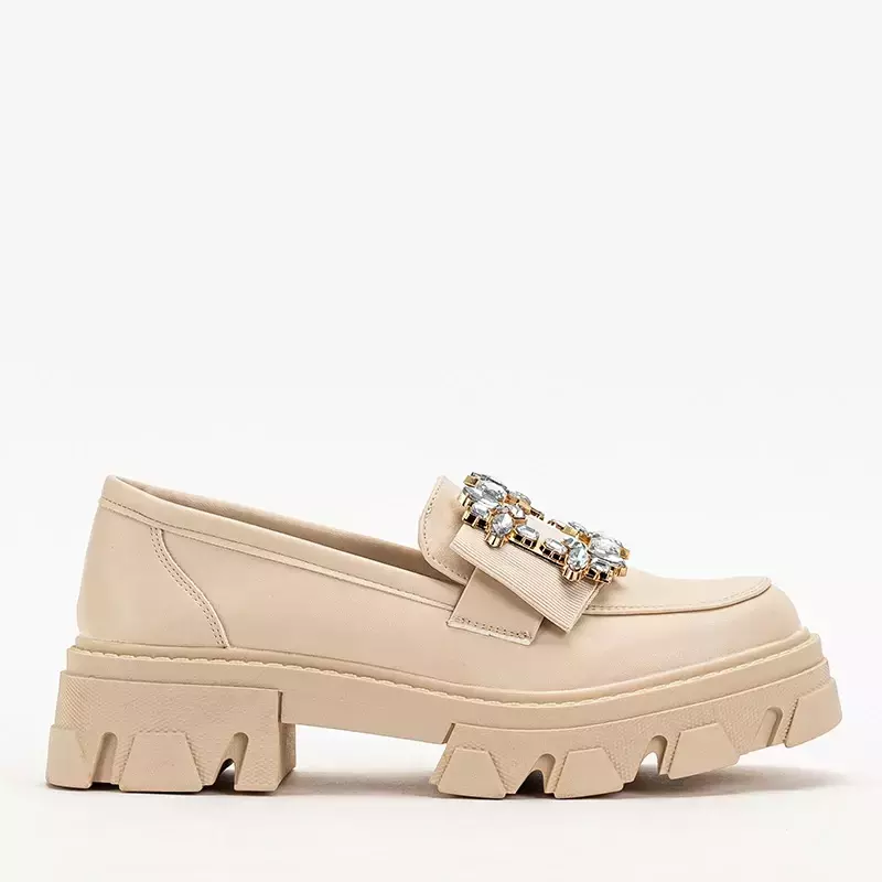 OUTLET Beige women's shoes with Rewilla crystals - Footwear