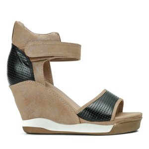 OUTLET Black and brown wedge sandals Belinda - Shoes