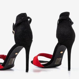 OUTLET Black and red women's sandals on a high heel Gold Rush - Footwear