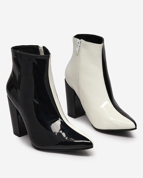 OUTLET Black and white patent ankle boots on the Cruell-Footwear post