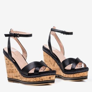 OUTLET Black sandals on a higher wedge Erika- Shoes