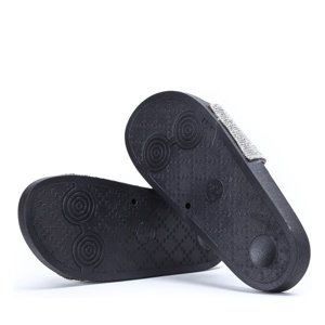 OUTLET Black slippers with cubic zirconia Belia - Footwear