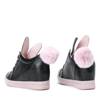 OUTLET Black sneakers with a pink wedge sole with ears and a pompom Carry - Footwear