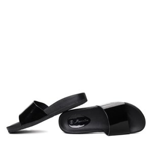 OUTLET Black varnished slippers - Footwear