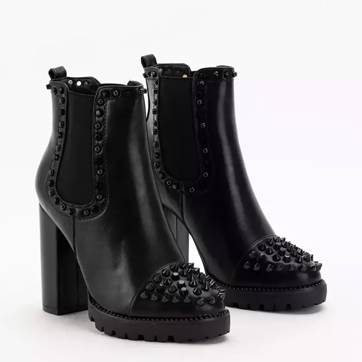 OUTLET Black women's boots on a stiletto with studs Landra - Footwear