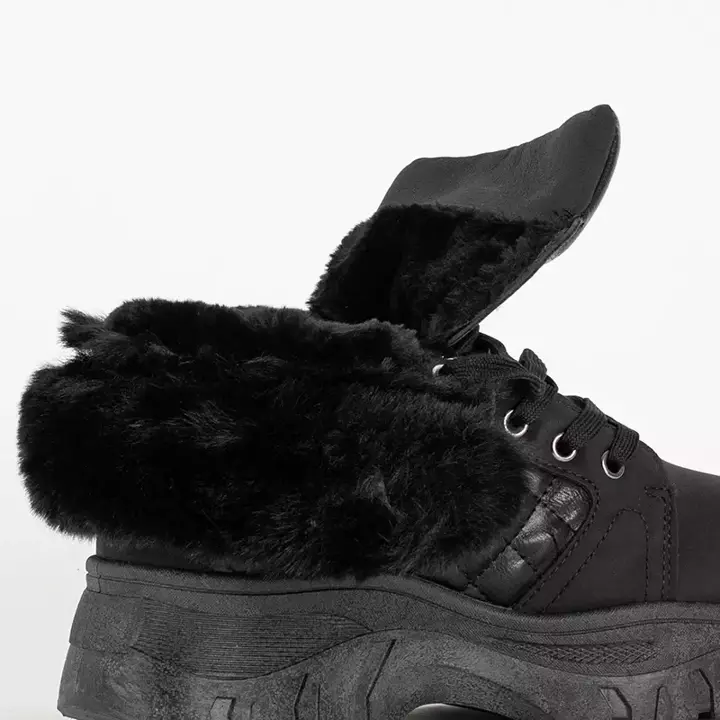 OUTLET Black women's boots with quilted upper Dubiy - Footwear