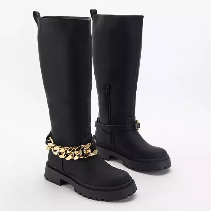 OUTLET Black women's knee-high boots Filusio - Footwear