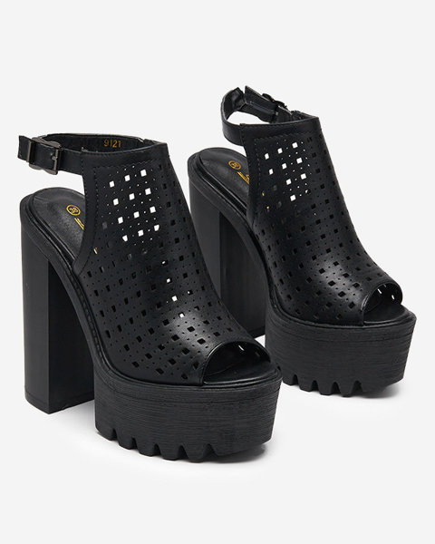 OUTLET Black women's openwork sandals on the Asage-Footwear post