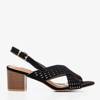 OUTLET Black women's sandals on a higher post with glittery inserts Galia - Shoes