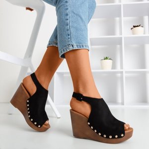 OUTLET Black women's sandals on the wedge Izida - Shoes
