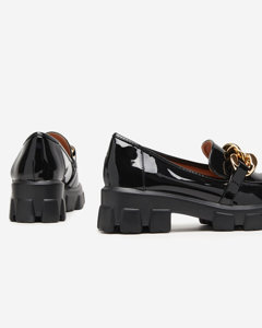 OUTLET Black women's shoes with a golden ornament Modirso - Footwear