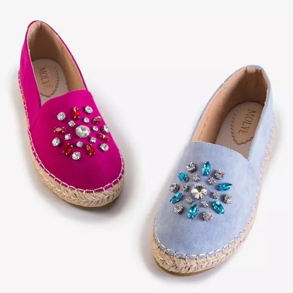 OUTLET Blue women's espadrilles with Lucila ornaments - Footwear