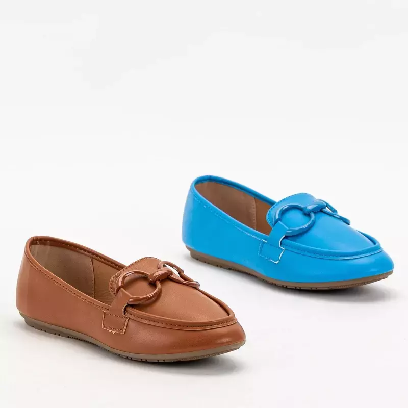 OUTLET Blue women's moccasins with ornament Kanosi - Footwear
