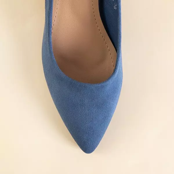OUTLET Blue women's pumps on the Santi post - Footwear