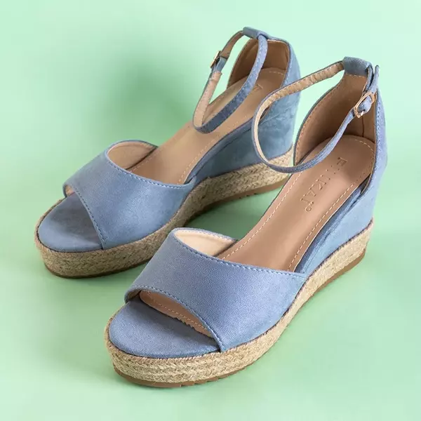 OUTLET Blue women's wedge sandals Salome - Footwear