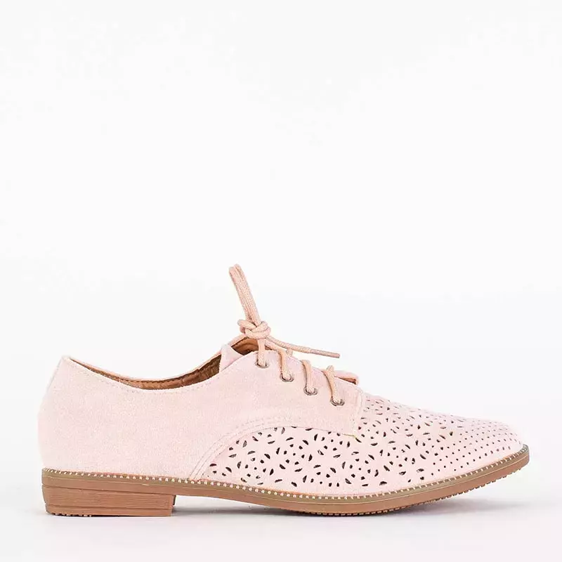 OUTLET Bright pink women's openwork lace-up half shoes Soberin - Footwear